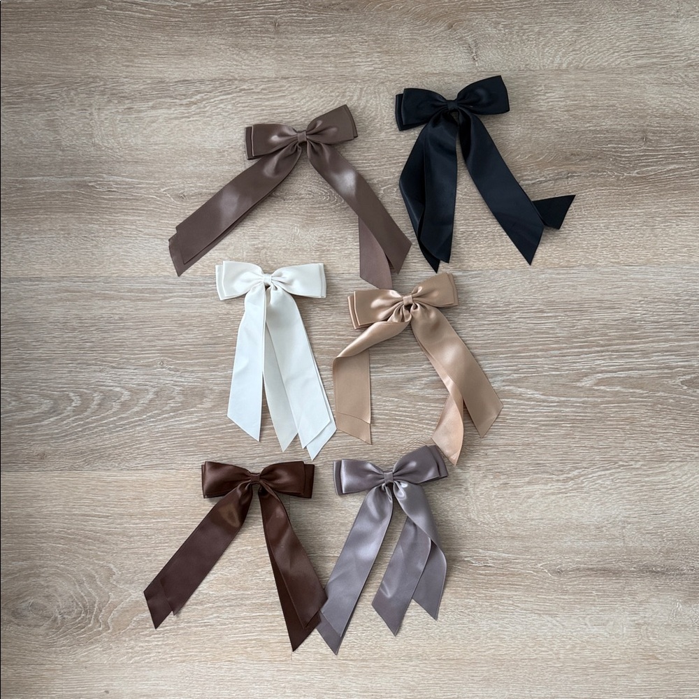 Classic Satin Bow Hair Clip - Black, Brown, White, Taupe, Cream